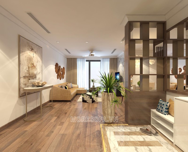 Ghế sofa góc bọc da màu cam